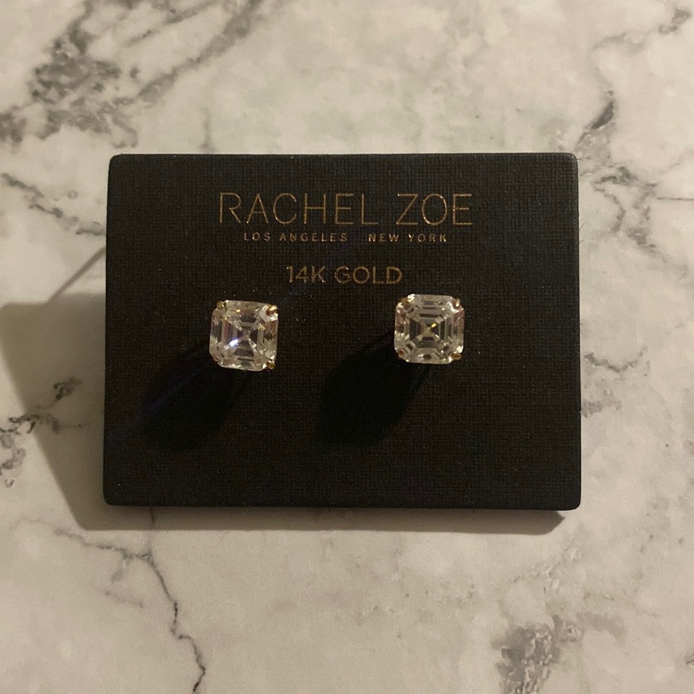 RACHEL ZOE SQUARE STUD “DIAMOND” EARRINGS